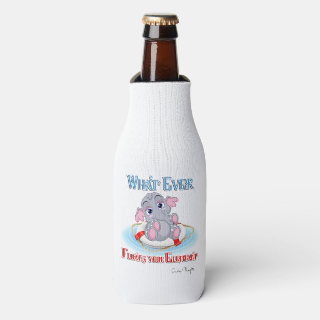 Rafraîchisseur Pour Bouteille Quoi qu'il flotte votre bébé éléphant (Bottle Devant)