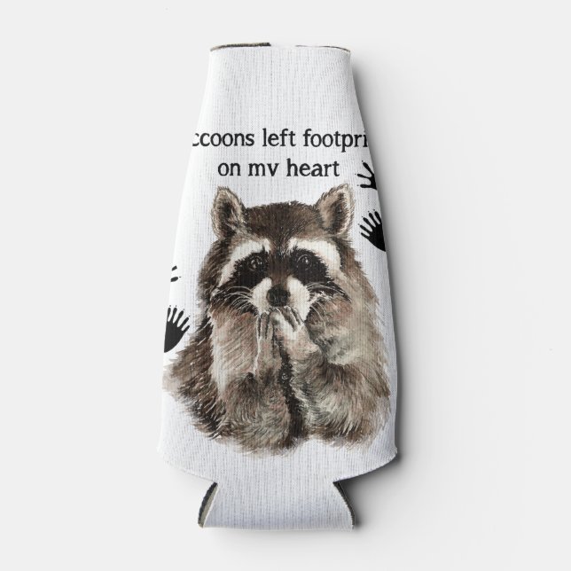 Rafraîchisseur Pour Bouteille Raccoons laissés empreintes sur ma citation d'Humo (Devant)