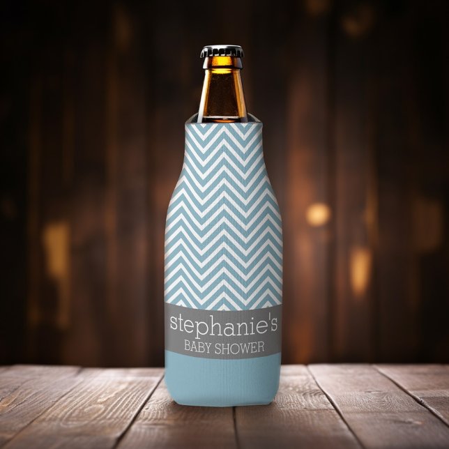 Rafraîchisseur Pour Bouteille Suite Baby shower Pastel Blue & Grey (Add your name to this personalized bottle cooler.)