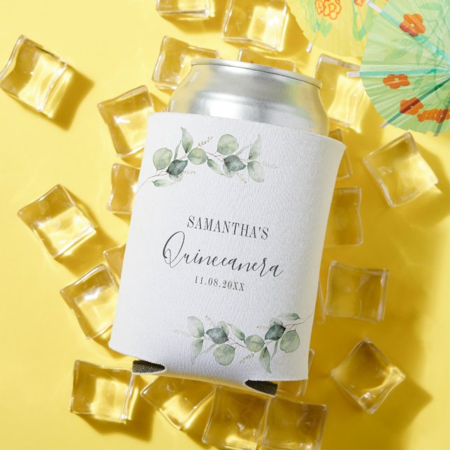 Rafraîchisseur Pour Canette 15e anniversaire Eucalyptus Verdure Quinceanera (Été in situ)