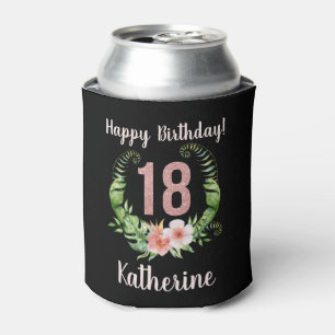 Rafraîchisseur Pour Canette 18e anniversaire floral noir