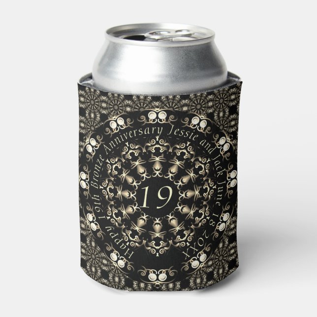 Rafraîchisseur Pour Canette 19e anniversaire du Mariage Mandala Médaillon Text (Can devant)