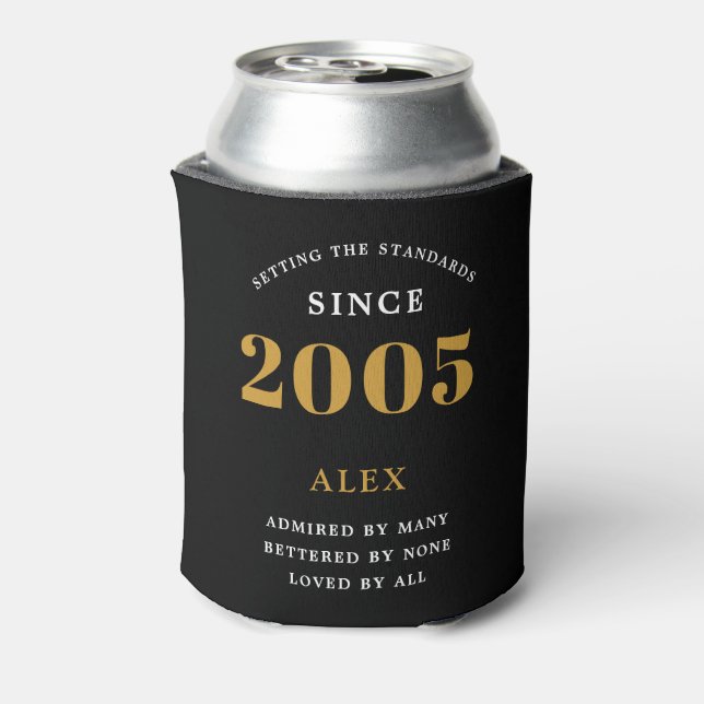 Rafraîchisseur Pour Canette 20e anniversaire Nom 2005 Black Gold Elegant Chic (Can Dos)
