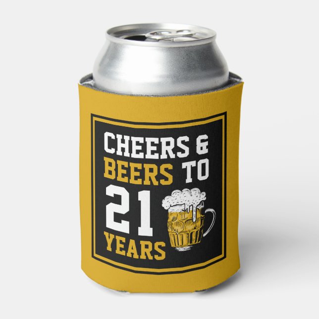 Rafraîchisseur Pour Canette 21e anniversaire Cheers & Bières à 21 ans (Can devant)