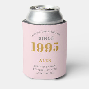 Rafraîchisseur Pour Canette 30e anniversaire Nom 1995 rose Grey Elegant Chic