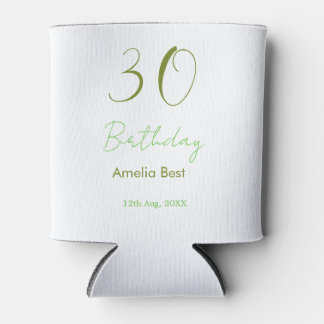 RAFRAÎCHISSEUR  POUR CANETTE 30TH BIRTHDAY GREEN NAME DATE BOLD RETRO PASTEL SI