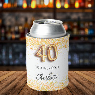 Rafraîchisseur Pour Canette 40e anniversaire blanc confetti