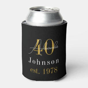 Rafraîchisseur Pour Canette 40e anniversaire personnalisé Black Gold