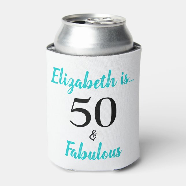 Rafraîchisseur Pour Canette 50 et Fabuleux Turquoise fête d'anniversaire (Can devant)