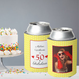 Rafraîchisseur Pour Canette 50 & Fabuleux Anniversaire Photo 50th Party Jaune 