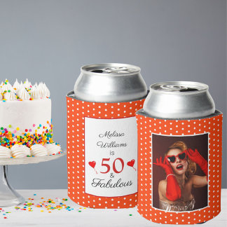 Rafraîchisseur Pour Canette 50 & Fabuleux Anniversaire Photo 50th Party Orange