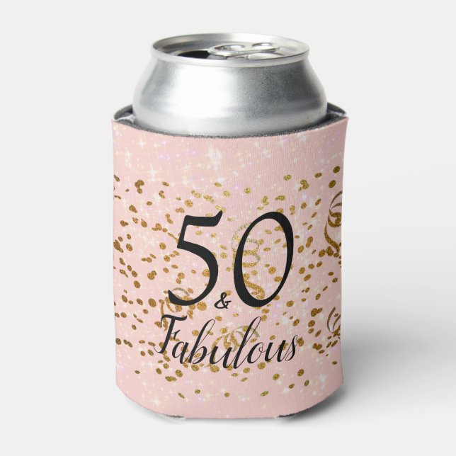 Rafraîchisseur Pour Canette 50 & Fabuleux rose avec Confetti Or (Can devant)