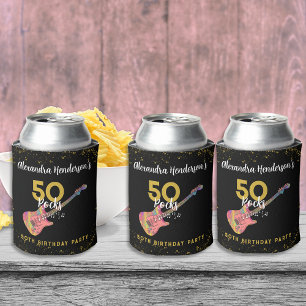 Rafraîchisseur Pour Canette 50 Rocks 50e fête d'anniversaire Pink Black Gold