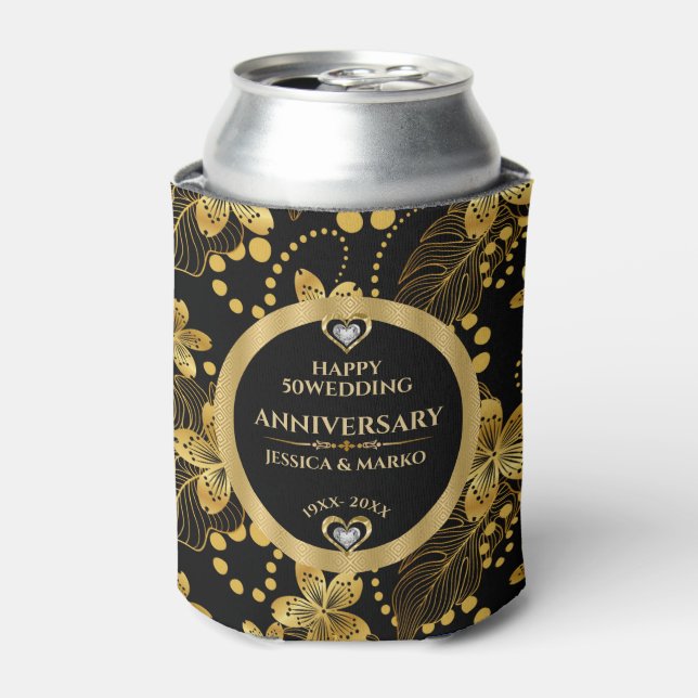 Rafraîchisseur Pour Canette 50e anniversaire de Mariage feuilles tropicaux (Can devant)