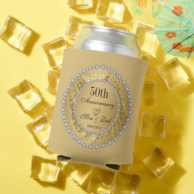 Rafraîchisseur Pour Canette 50e anniversaire du Mariage Diamonds and Gold (Été in situ)
