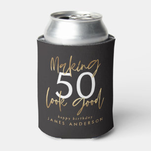 Rafraîchisseur Pour Canette 50e anniversaire noir et or simple élégant moder