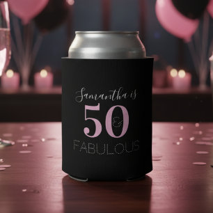 Rafraîchisseur Pour Canette 50e anniversaire Personnalisé noir rose