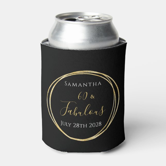 Rafraîchisseur Pour Canette 60e anniversaire Black Gold Personnalisé Parti Fav (Can devant)