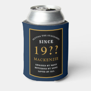 Rafraîchisseur Pour Canette 60e Anniversaire Monogramme Et Année Elégant Bleu