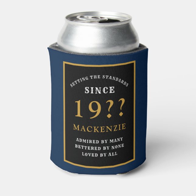 Rafraîchisseur Pour Canette 60e Anniversaire Monogramme Et Année Elégant Bleu (Can Dos)