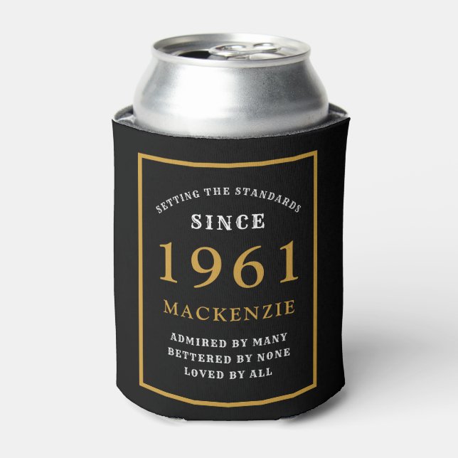 Rafraîchisseur Pour Canette 60e anniversaire personnalisé 1961 Elégant Black G (Can devant)
