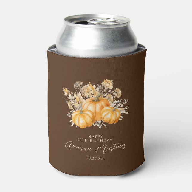 Rafraîchisseur Pour Canette 60e anniversaire Rustic Boho Citrouille automne Fo (Can devant)
