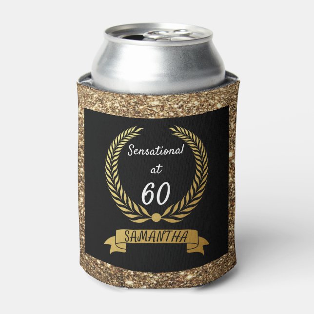 Rafraîchisseur Pour Canette 60ème Black Gold Parties scintillant Élégante fête (Can devant)