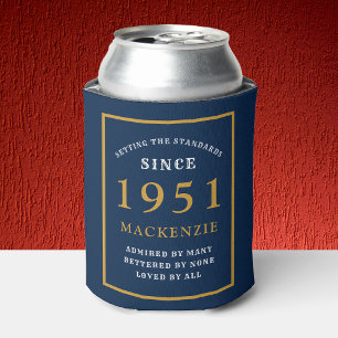 Rafraîchisseur Pour Canette 70e anniversaire Toute année ou nom Elegant Blue G