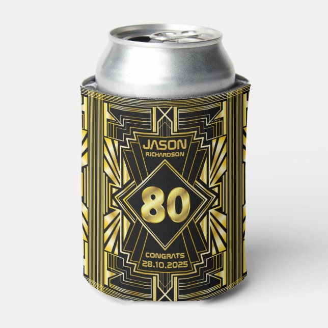 Rafraîchisseur Pour Canette 80e anniversaire Art Déco Gold Black Great Gatsby (Can devant)