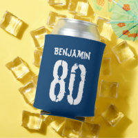 80e anniversaire Bleu Personnalisé Can Cooler
