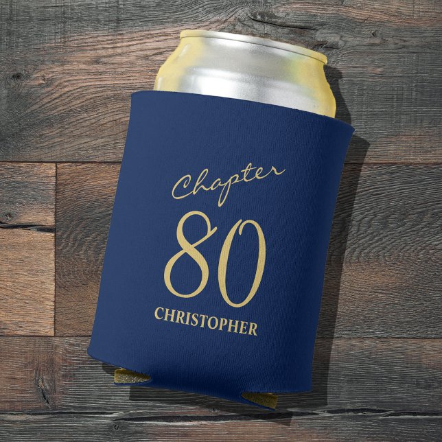 Rafraîchisseur Pour Canette 80e anniversaire Chapitre 80 Or bleu (Add a touch of sparkle to your loved one's 80th birthday celebration with the Blue Gold can coolers.)