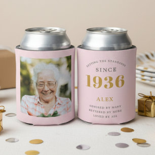 Rafraîchisseur Pour Canette 90e anniversaire Nom 1935 Chic rose Grey Photo