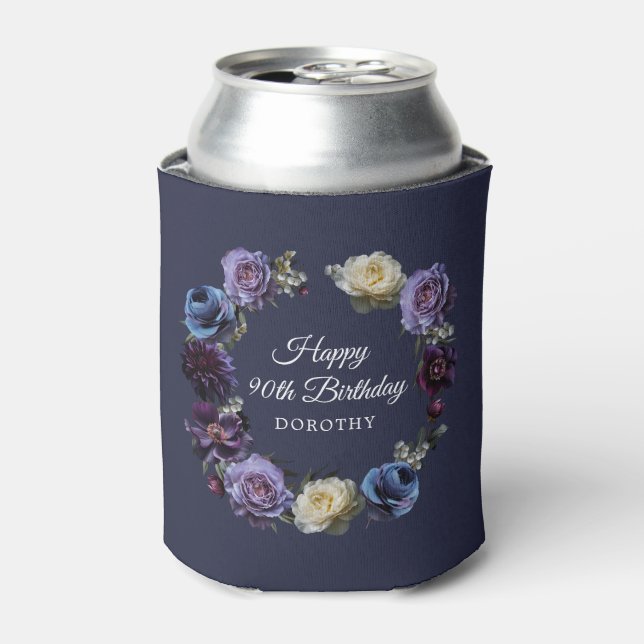 Rafraîchisseur Pour Canette 90e anniversaire Personnalisé Moody Purple Flower  (Can devant)