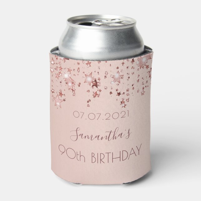 Rafraîchisseur Pour Canette 90e anniversaire rose or rose étoiles (Can devant)
