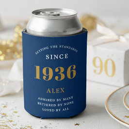 Rafraîchisseur Pour Canette 90th Birthday Name 1936 Blue Gold Elegant Chic