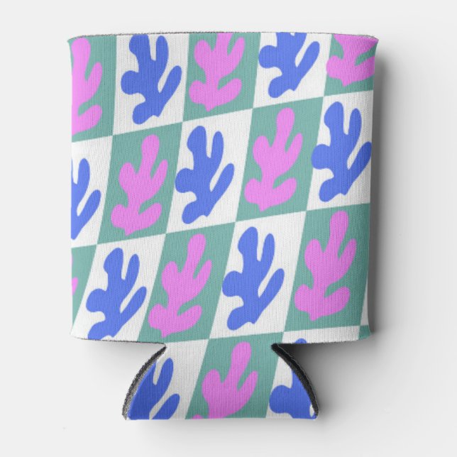 Rafraîchisseur Pour Canette Abstrait Matisse Inspiré Plante feuille À damiers (Devant)