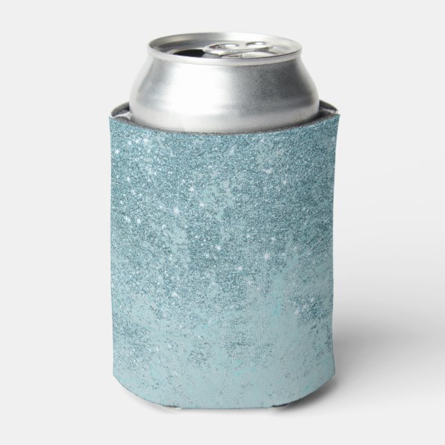Rafraîchisseur Pour Canette Abstrait moderne en parties scintillant turquoise  (Can devant)