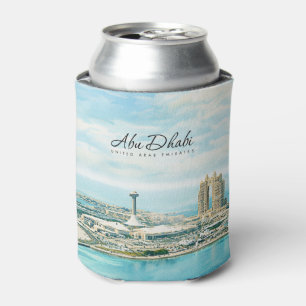 Rafraîchisseur Pour Canette Abu Dhabi Skyline Aquarelle Souvenir de Voyage