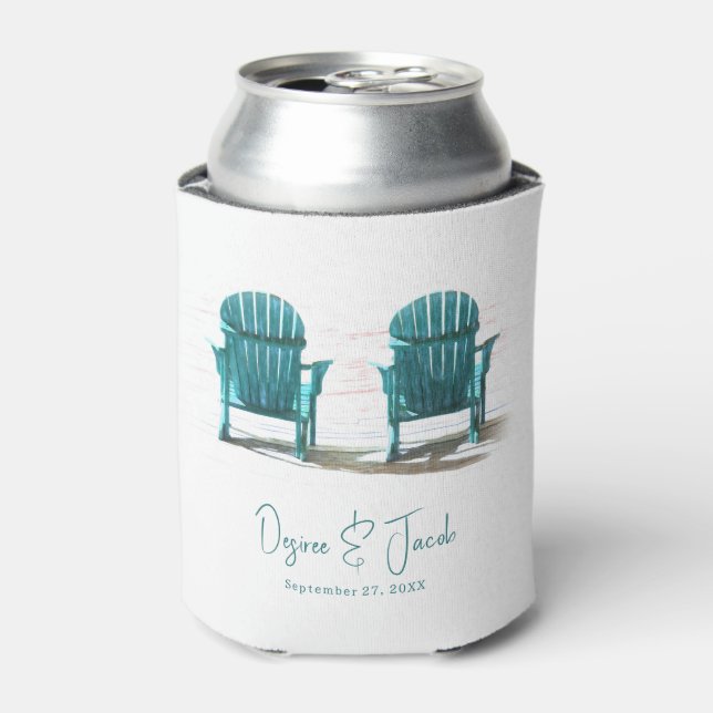 Rafraîchisseur Pour Canette Adirondack Chaises De Plage Mariage Turquoise Blan (Can devant)
