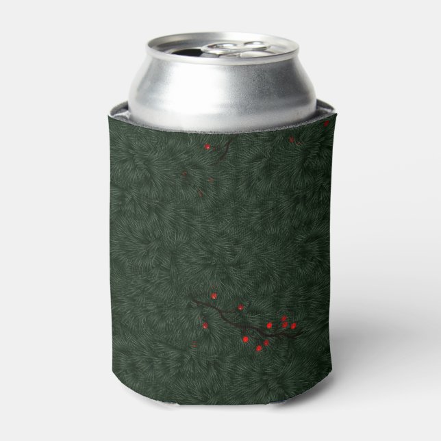 Rafraîchisseur Pour Canette Aiguilles Motifs de Noël et baies rouges (Can devant)