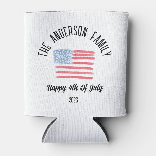 Rafraîchisseur Pour Canette Airbrush American Flag Nom de famille personnalisé (Devant)
