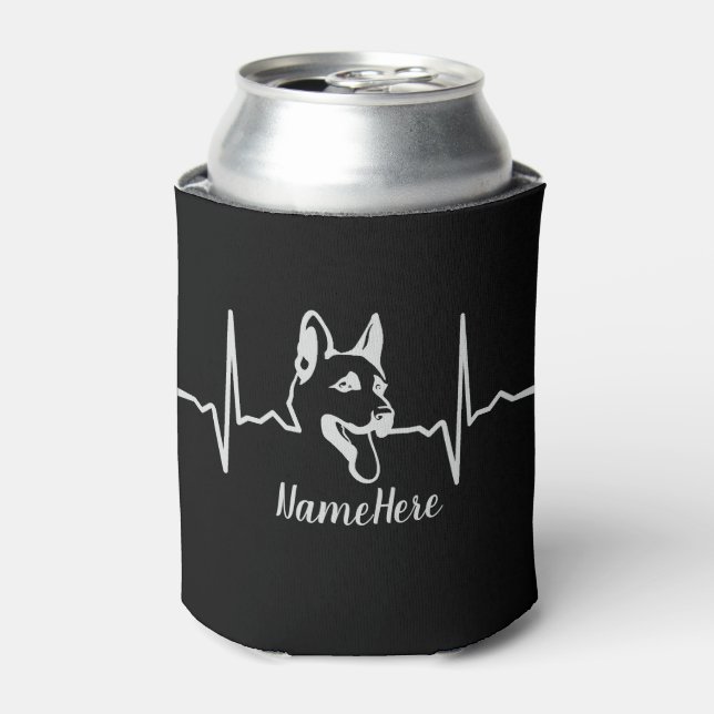 Rafraîchisseur Pour Canette Ajouter un nom Texte, berger allemand Heartbeat su (Can devant)