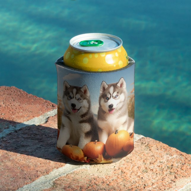 Rafraîchisseur Pour Canette Alaskan Malamute Chiot Automne Citrouille délice (Piscine in situ)