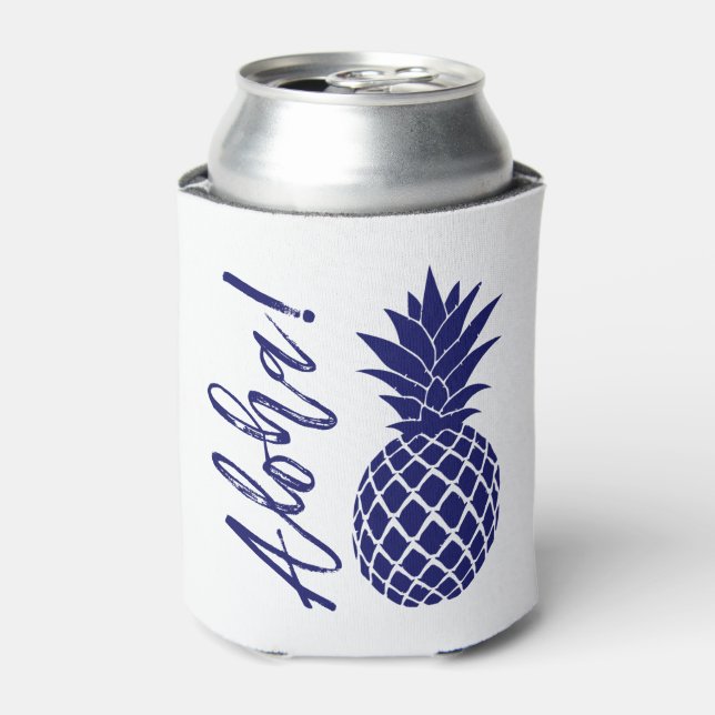 Rafraîchisseur Pour Canette Aloha Pineapple Beach Party Luau | blanc marine (Can devant)