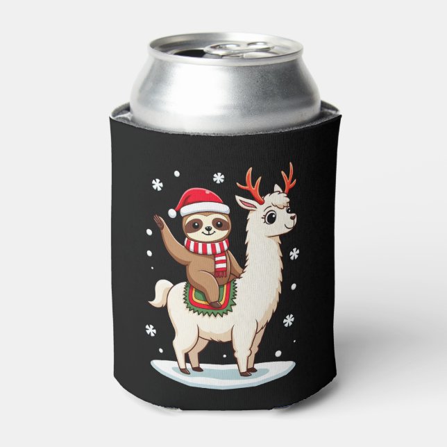 Rafraîchisseur Pour Canette Alpaca Sloth Christmas (3) (Can devant)