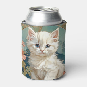 Rafraîchisseur Pour Canette Alphonse Mucha Style Chat blanc