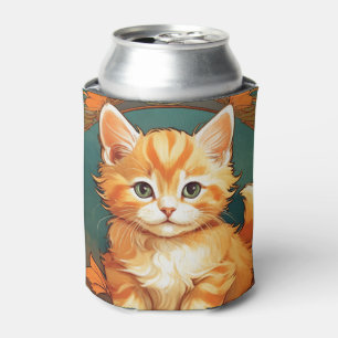 Rafraîchisseur Pour Canette Alphonse Mucha Style Chat orange
