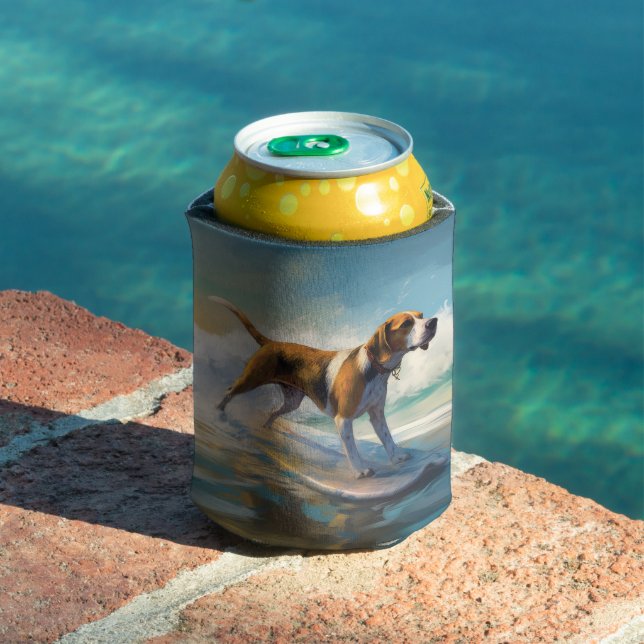 Rafraîchisseur Pour Canette American Engligh Foxhound Beach Surfing Paining (Piscine in situ)