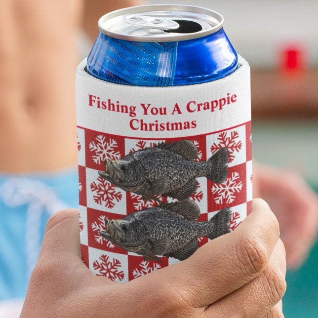 Rafraîchisseur Pour Canette Amusant Crappie Pêche Pun Joyeux Noël Personnalisé (Funny Crappie fishing Christmas gift or stocking stuffer. The perfect beer koozie. )