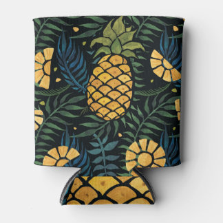 Rafraîchisseur Pour Canette Ananas, palmiers feuilles : motif tropical.